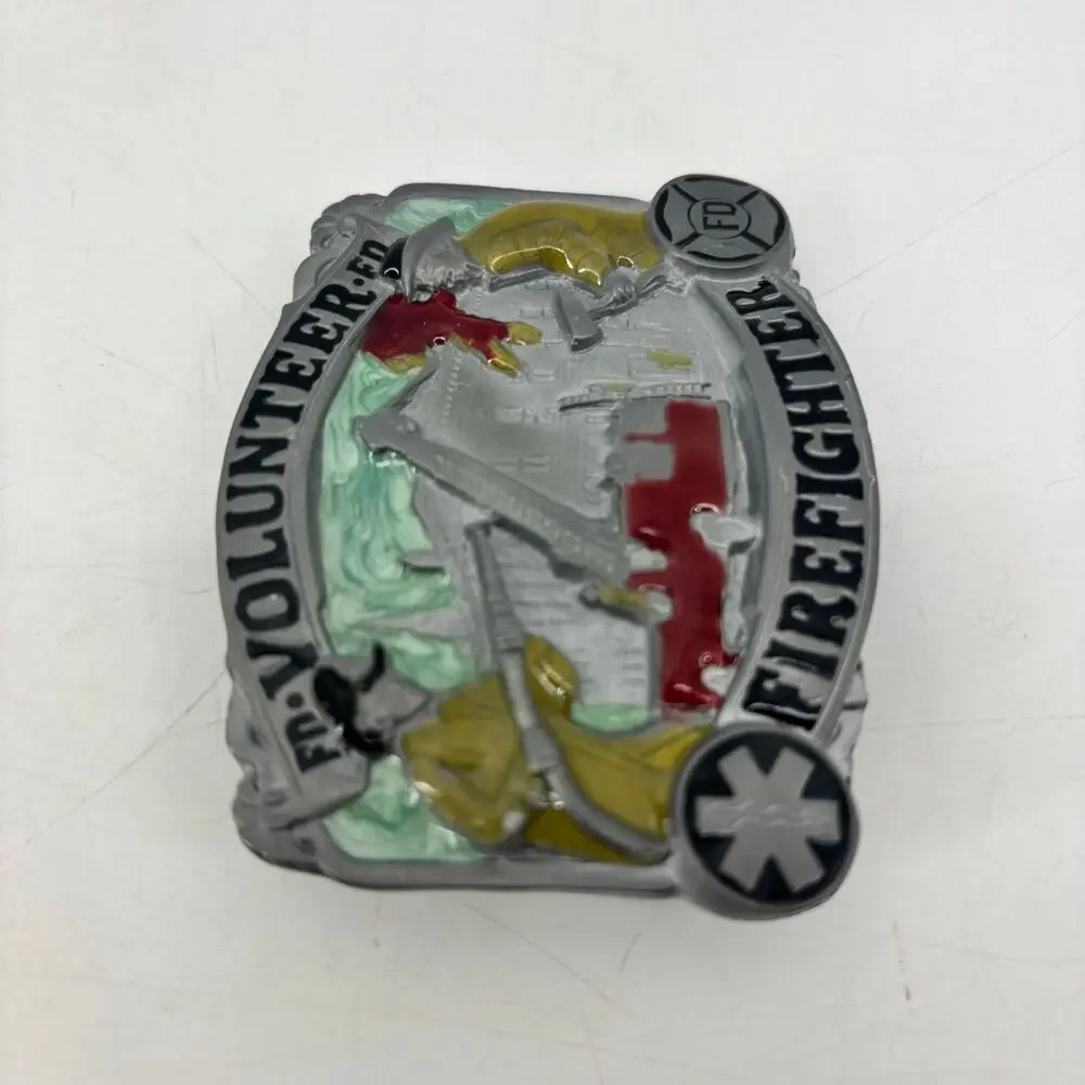 Volunteer Firefighter Belt Buckle Enamel Great American Buckle Co #1805